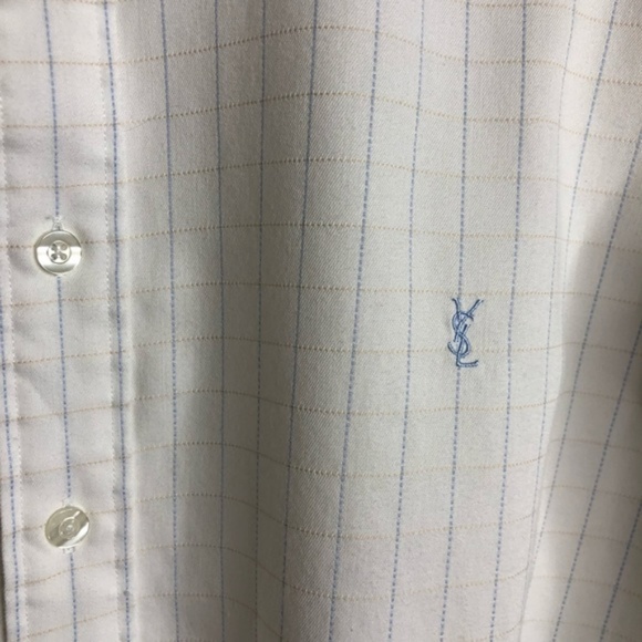 YSL Embroidered Logo Plaid Window Pane French Cuff - Picture 2 of 6